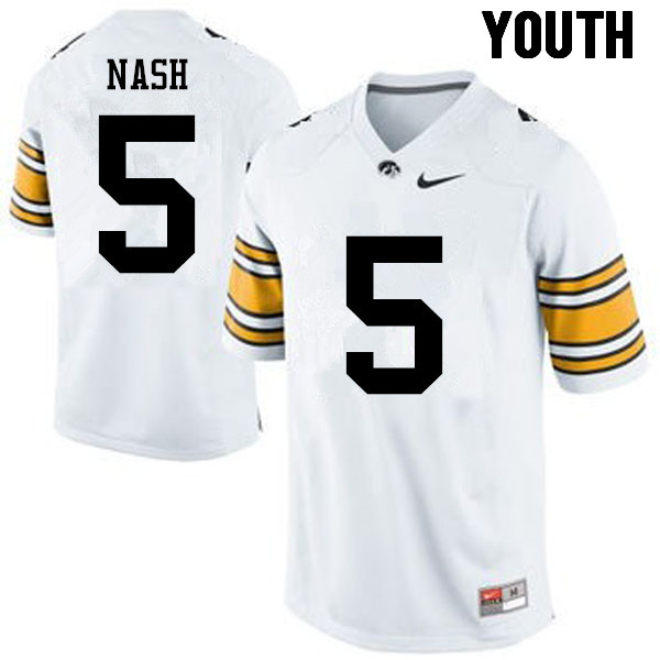 Youth Iowa Hawkeyes #5 Ronald Nash College Football Jerseys-White